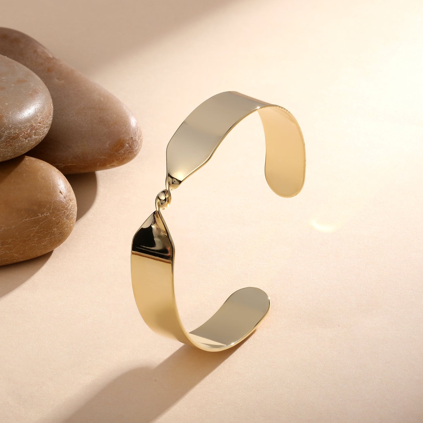Twisted Open 18KT Gold Plated Adjustable Cuff Bracelet