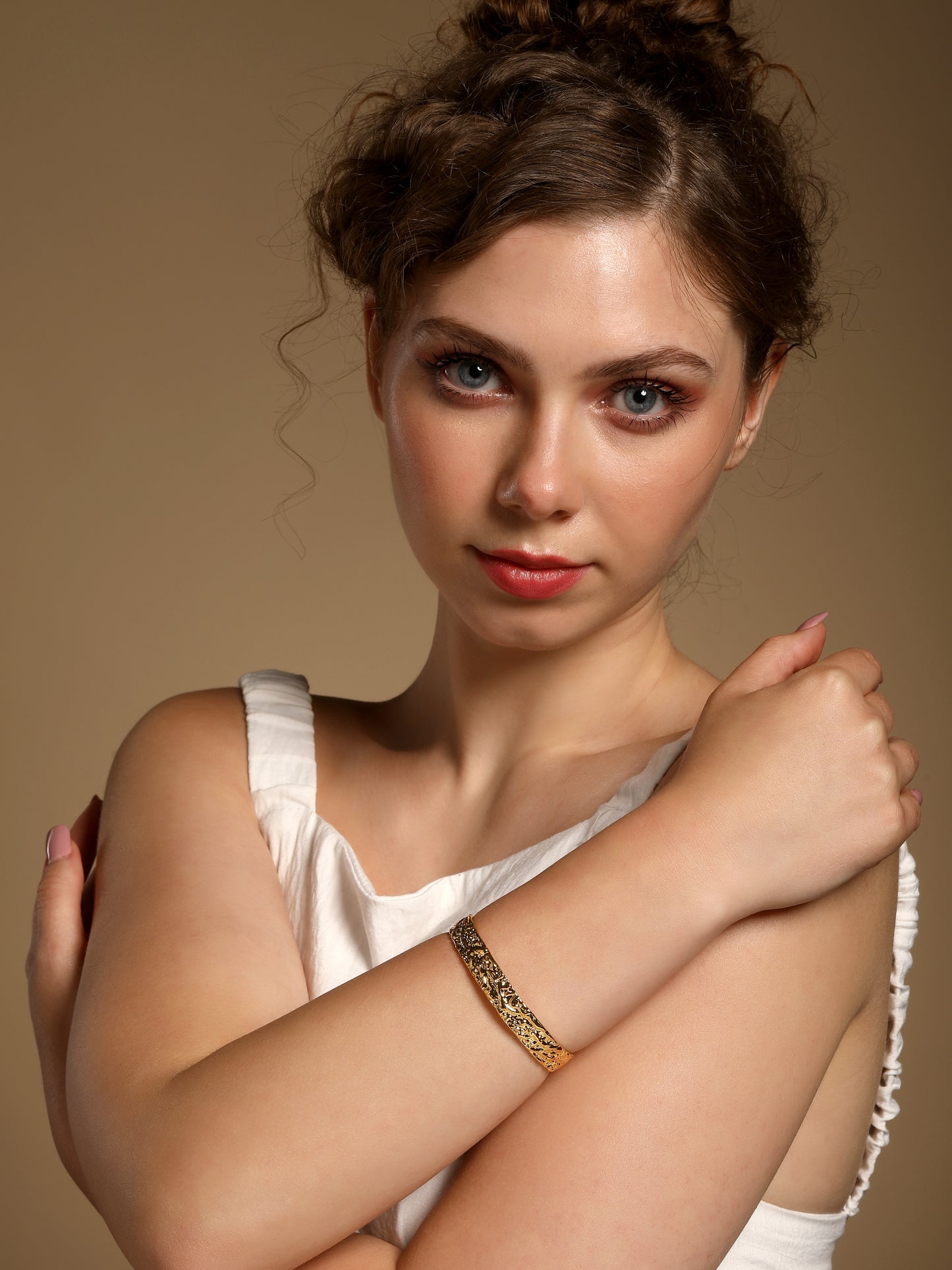 Hammered Classic 18KT Gold Plated Adjustable Cuff Bracelet