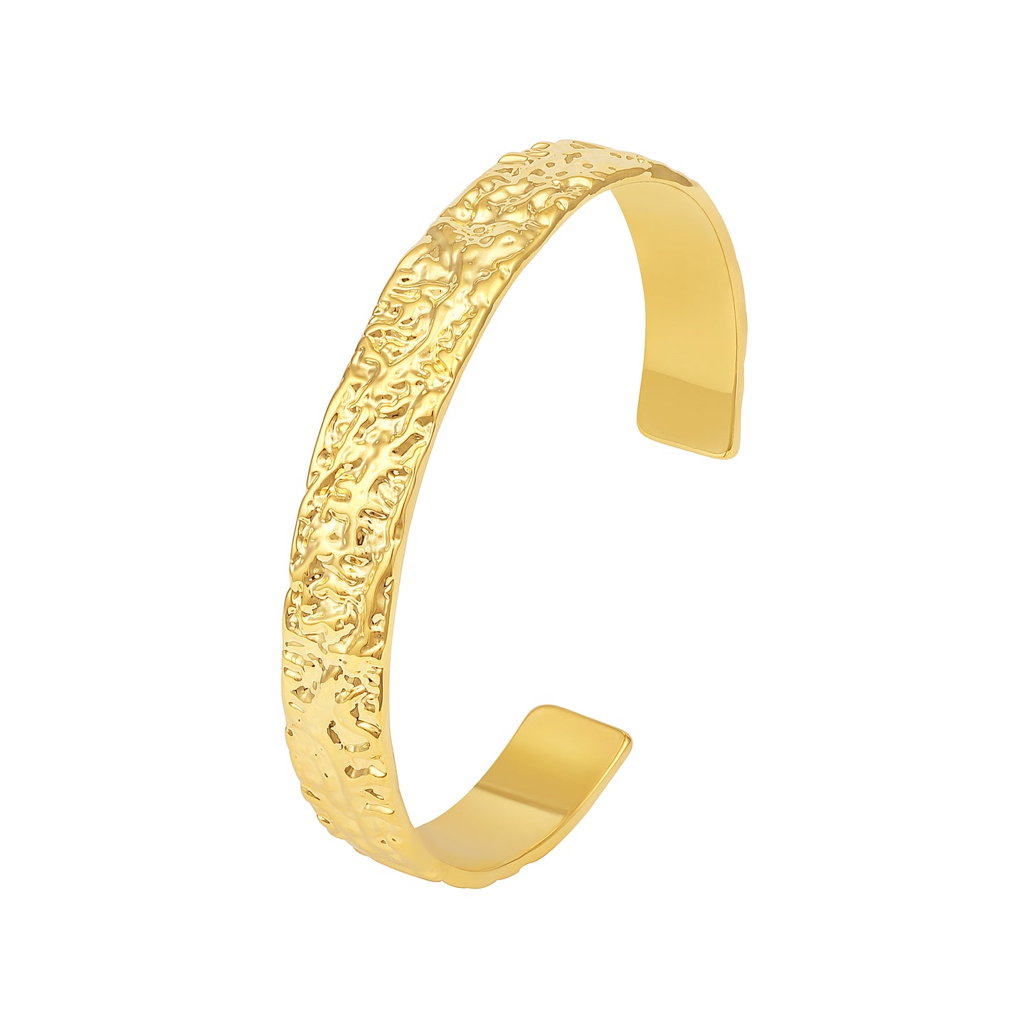 Hammered Classic 18KT Gold Plated Adjustable Cuff Bracelet