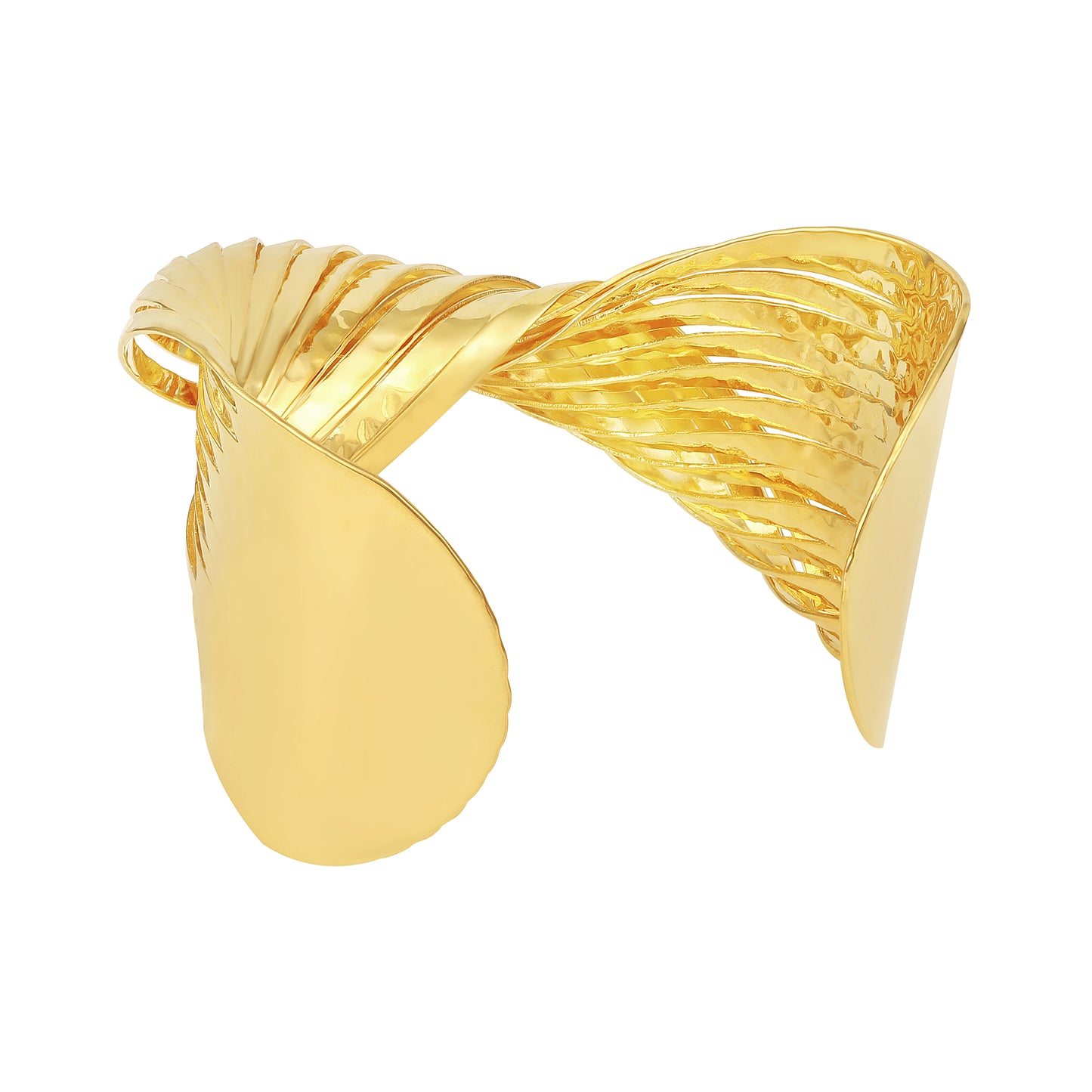 Twisted Wide 18KT Gold Plated Adjustable Cuff Bracelet