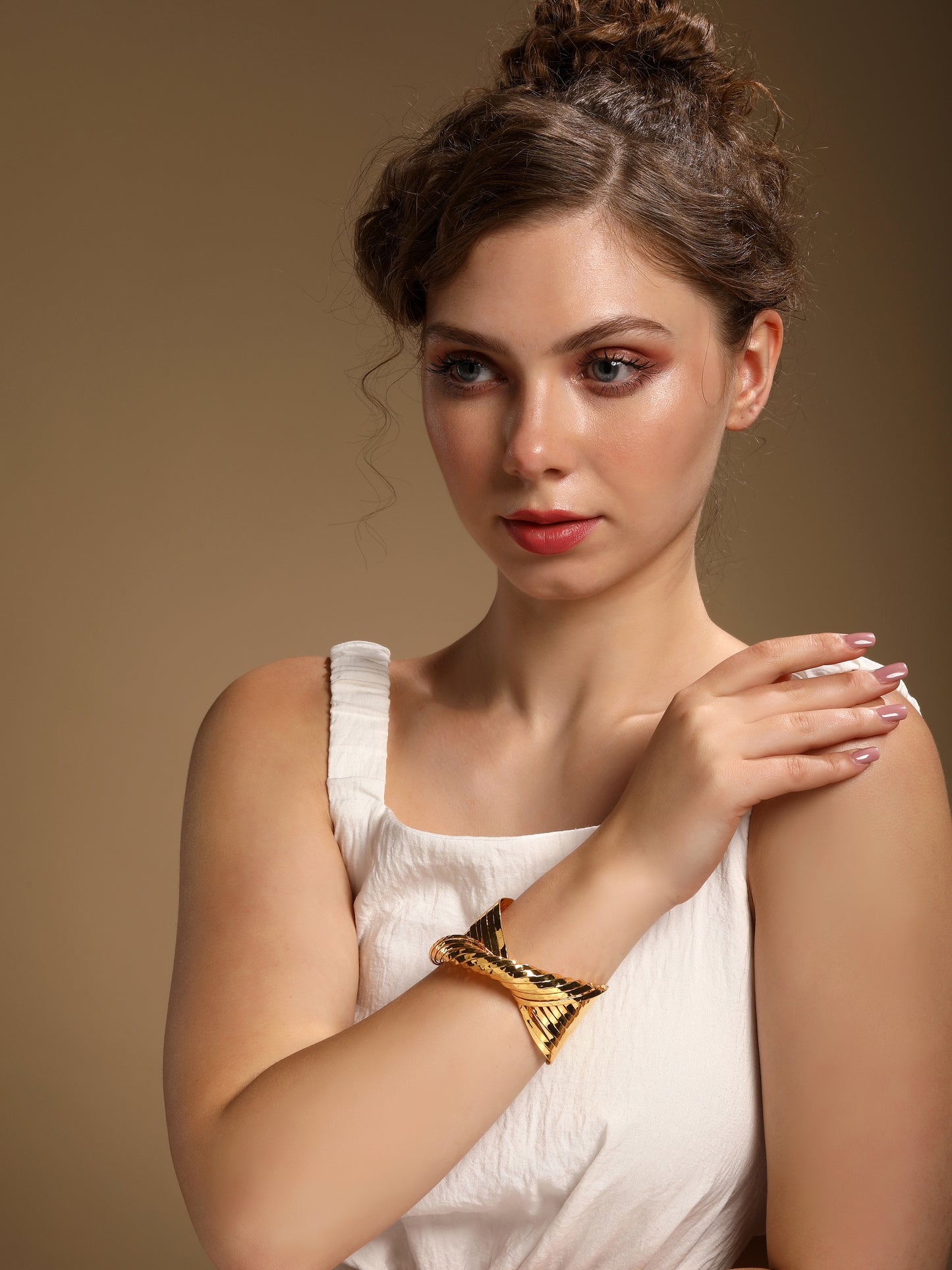 Twisted Wide 18KT Gold Plated Adjustable Cuff Bracelet