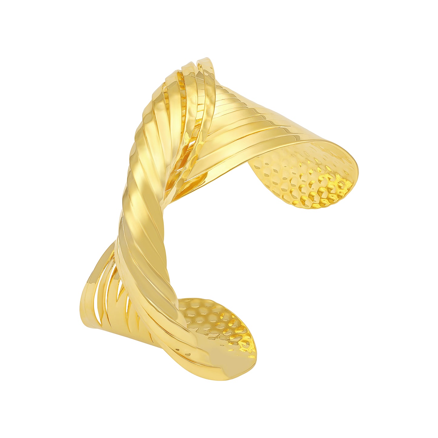 Twisted Wide 18KT Gold Plated Adjustable Cuff Bracelet