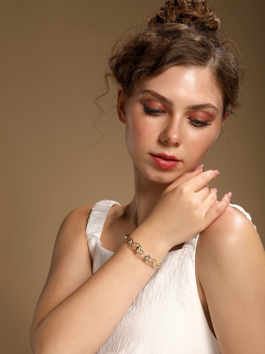 Detailed And Crafted 18KT Gold Plated Adjustable Cuff Bracelet