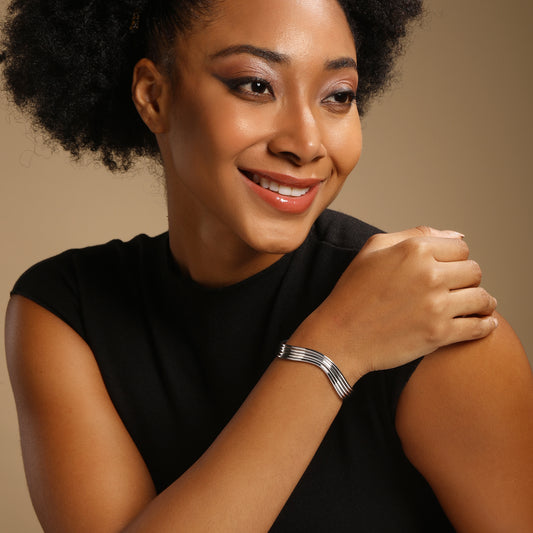 Exotic Silver Plated Adjustable Cuff Bracelet