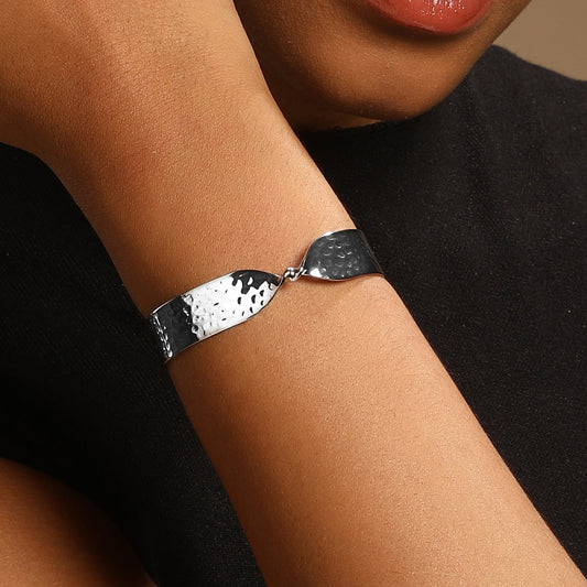 Twisted Open Silver Plated Adjustable Cuff Bracelet
