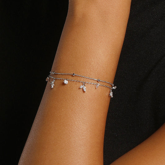 Sparkling Tear Silver Plated Adjustable Bracelet