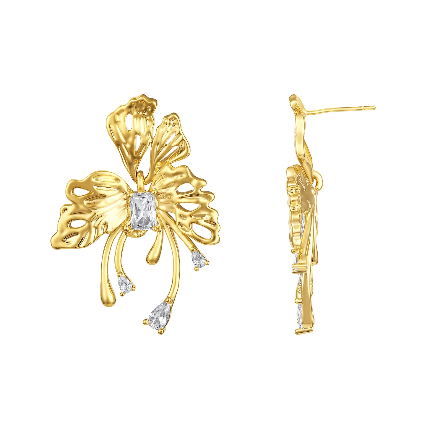 Chunky Butterfly Design 18KT Gold Plated Zircon Dangle Earring
