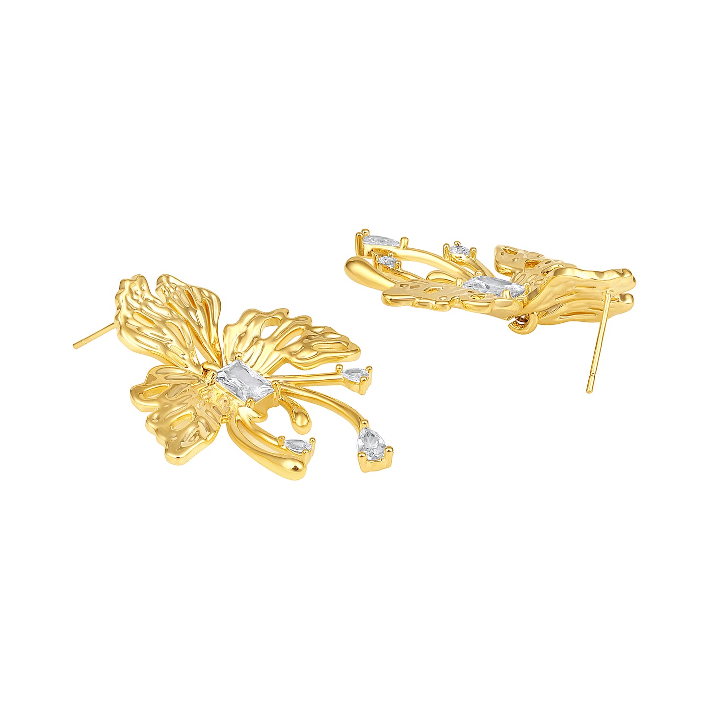 Chunky Butterfly Design 18KT Gold Plated Zircon Dangle Earring