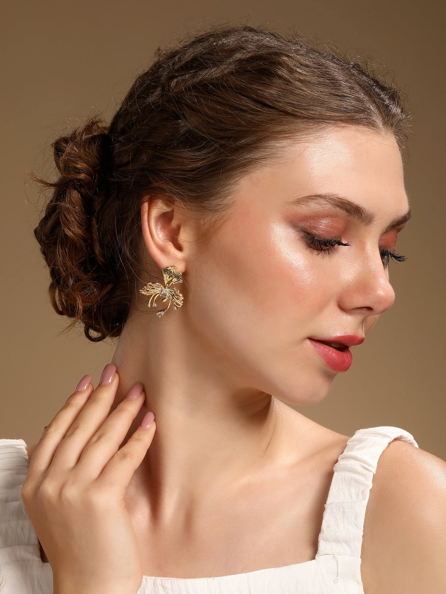Chunky Butterfly Design 18KT Gold Plated Zircon Dangle Earring