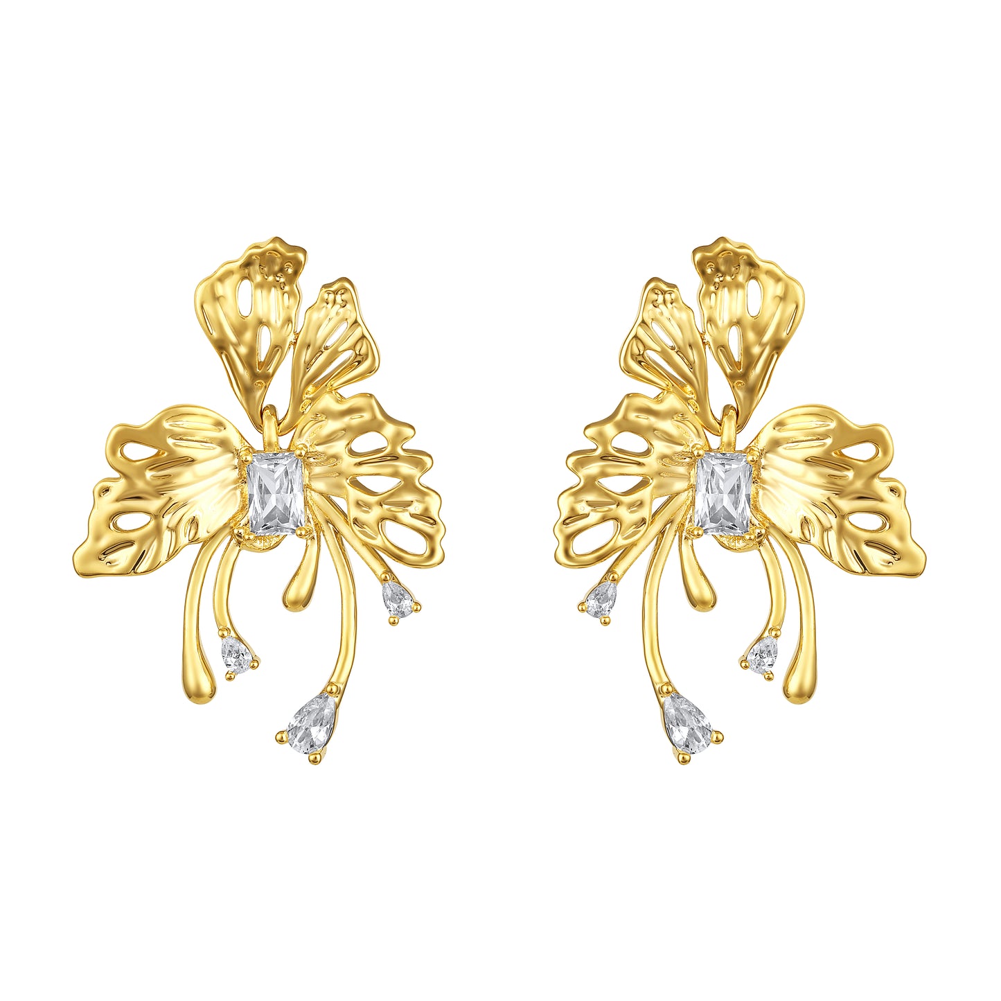 Chunky Butterfly Design 18KT Gold Plated Zircon Dangle Earring