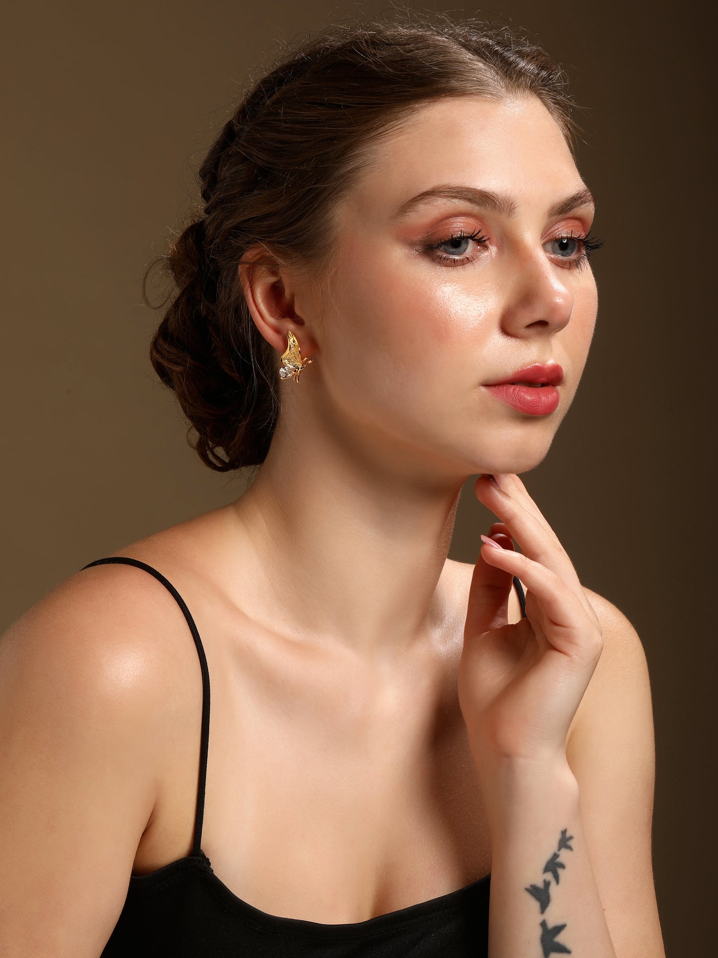 Flying Bird 18KT Gold Plated Zircon Dangle Earring