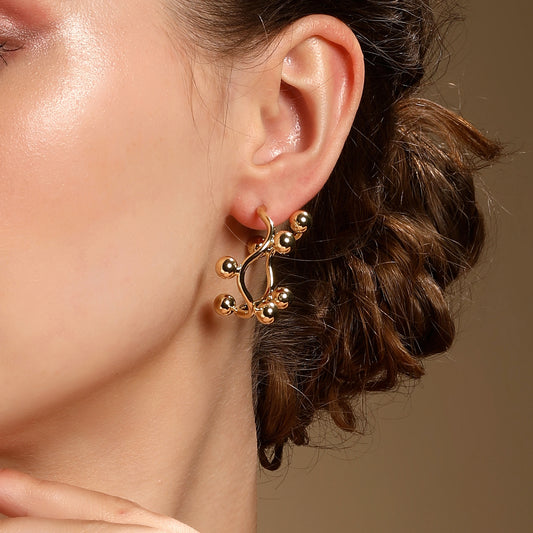 Golden Balls Arch Shape 18KT Gold Plated Designer Earring