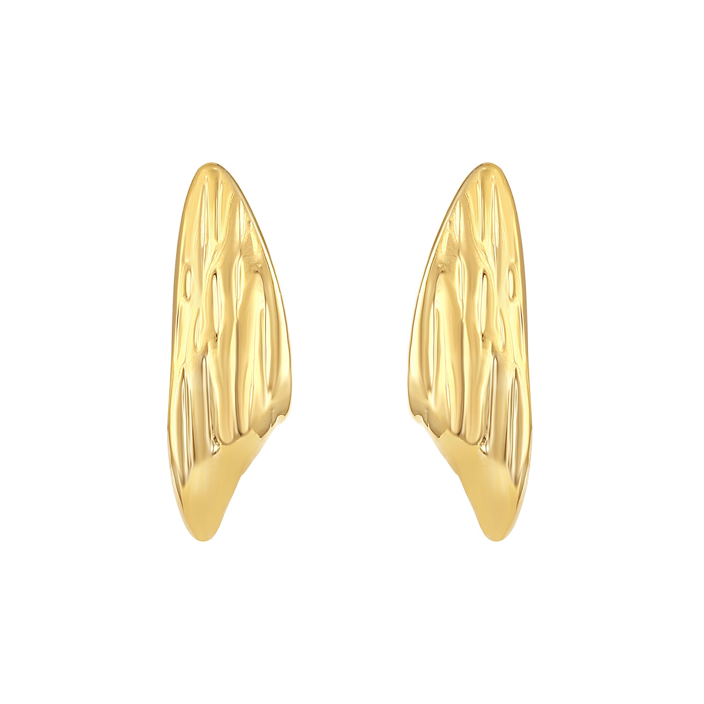Textured Wide Curved 18KT Gold Plated Bold Sculptural Earring