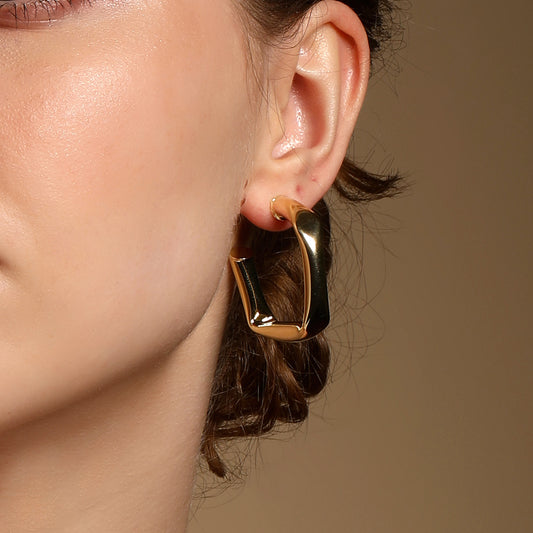 Voguish Square Shape 18KT Gold Plated Dangle Earring