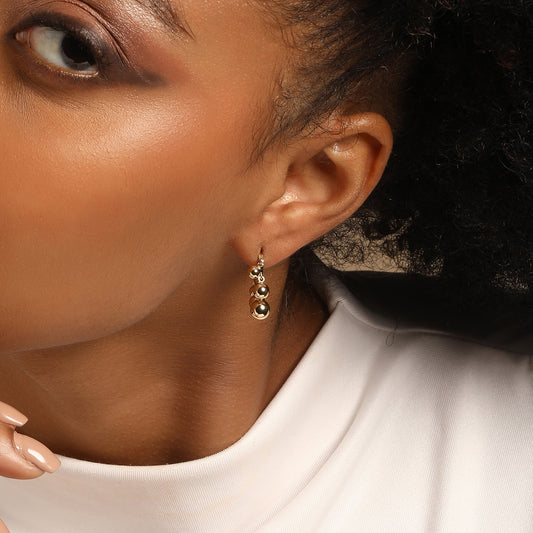 Golden Balls Drop Shape 18KT Gold Plated Dangle Earring