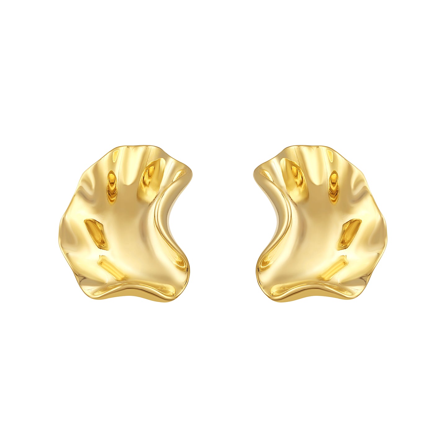 Irregular Fold Shape 18KT Gold Plated Statement Earring