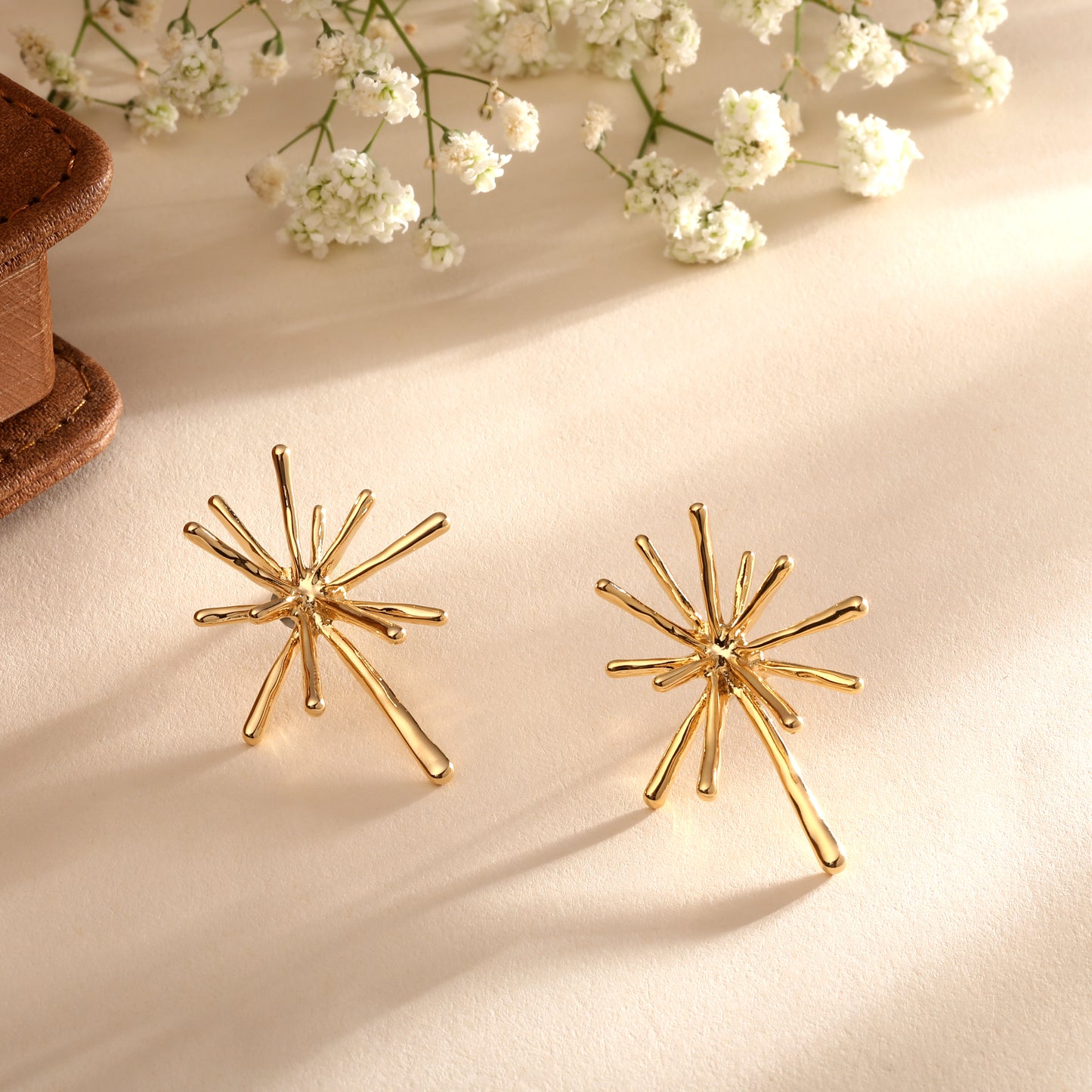 Firework Design 18KT Gold Plated Bold Earring