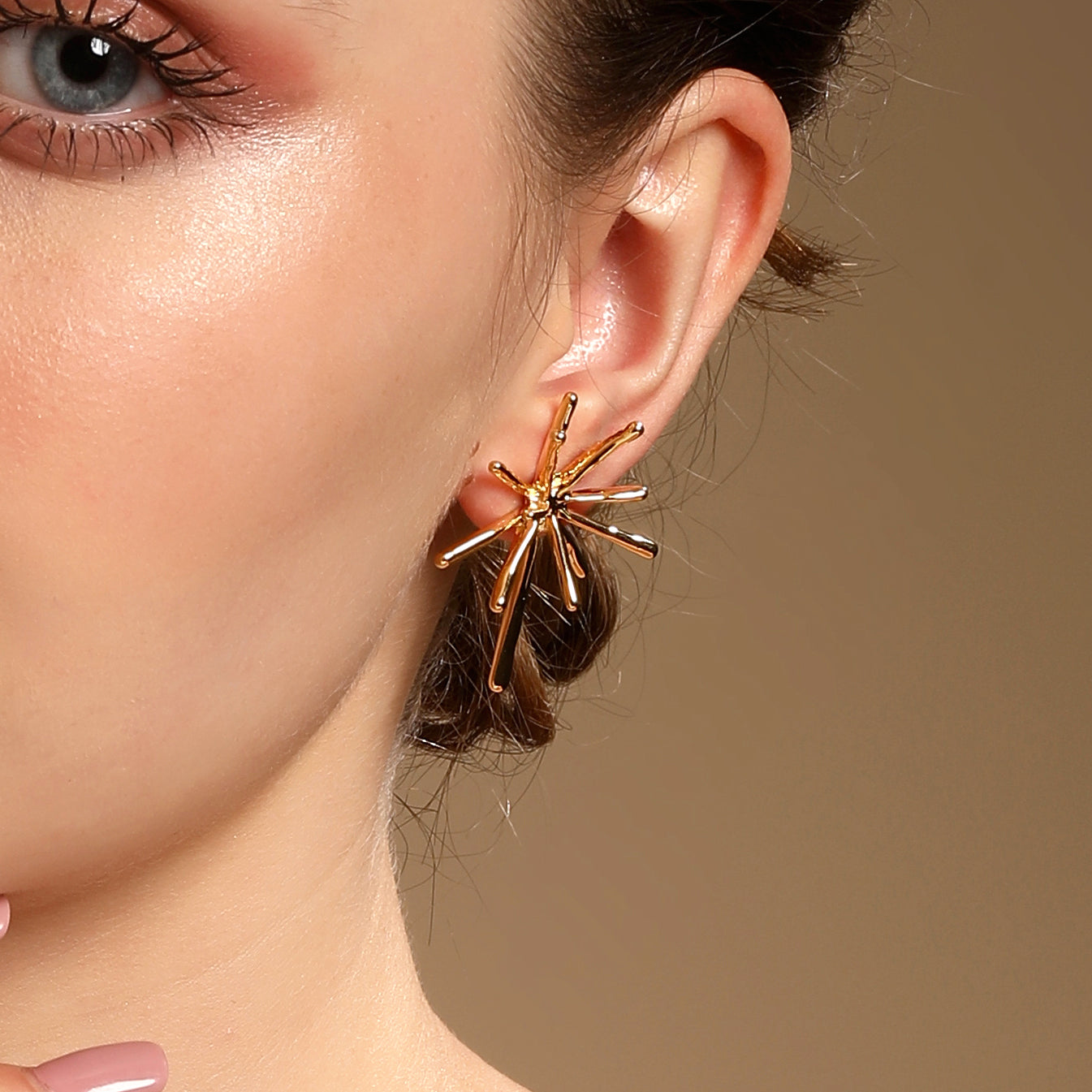 Firework Design 18KT Gold Plated Bold Earring