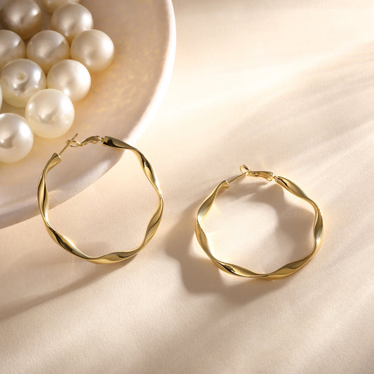 Twisted Hoop 18KT Gold Plated Modern Everyday Earring
