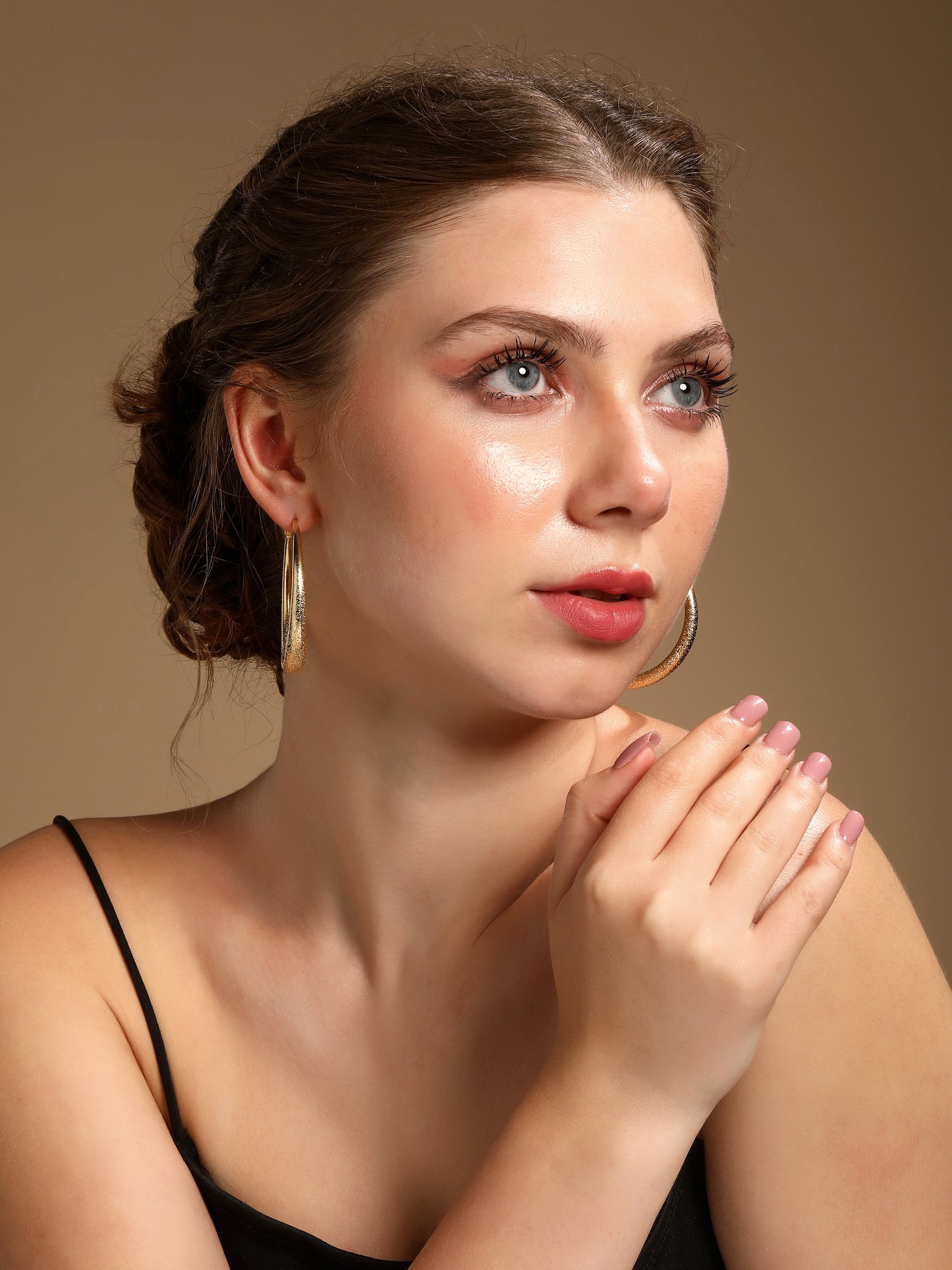Evergreen Oval Hoop 18KT Gold Plated Dangle Earring