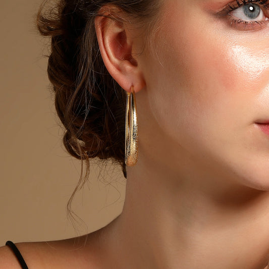 Evergreen Oval Hoop 18KT Gold Plated Dangle Earring