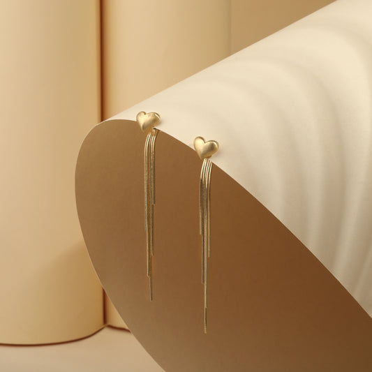 Heart Shape with String 18KT Gold Plated Dangle Earring