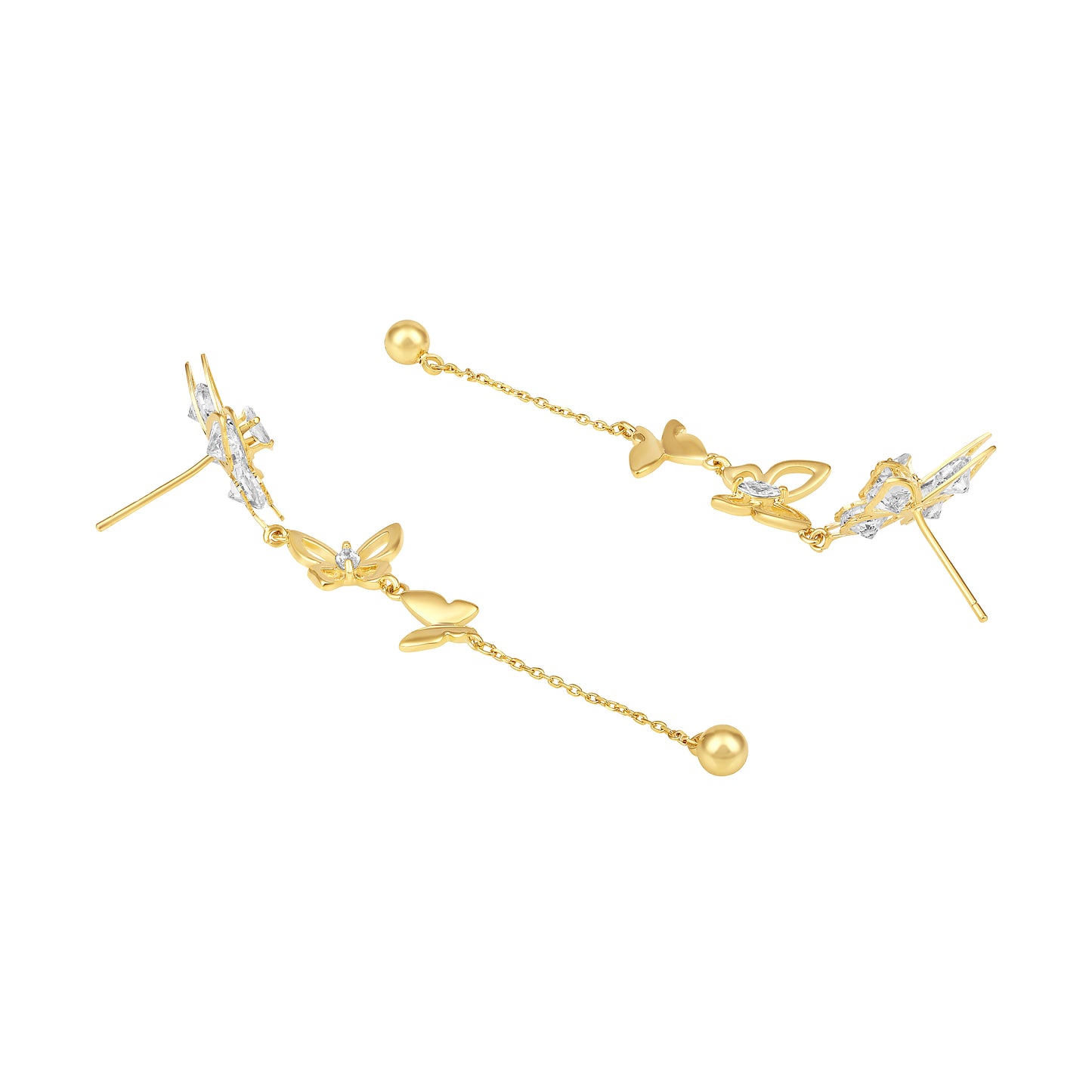 Butterfly Design 18KT Gold Plated Zircon Dangle Earring