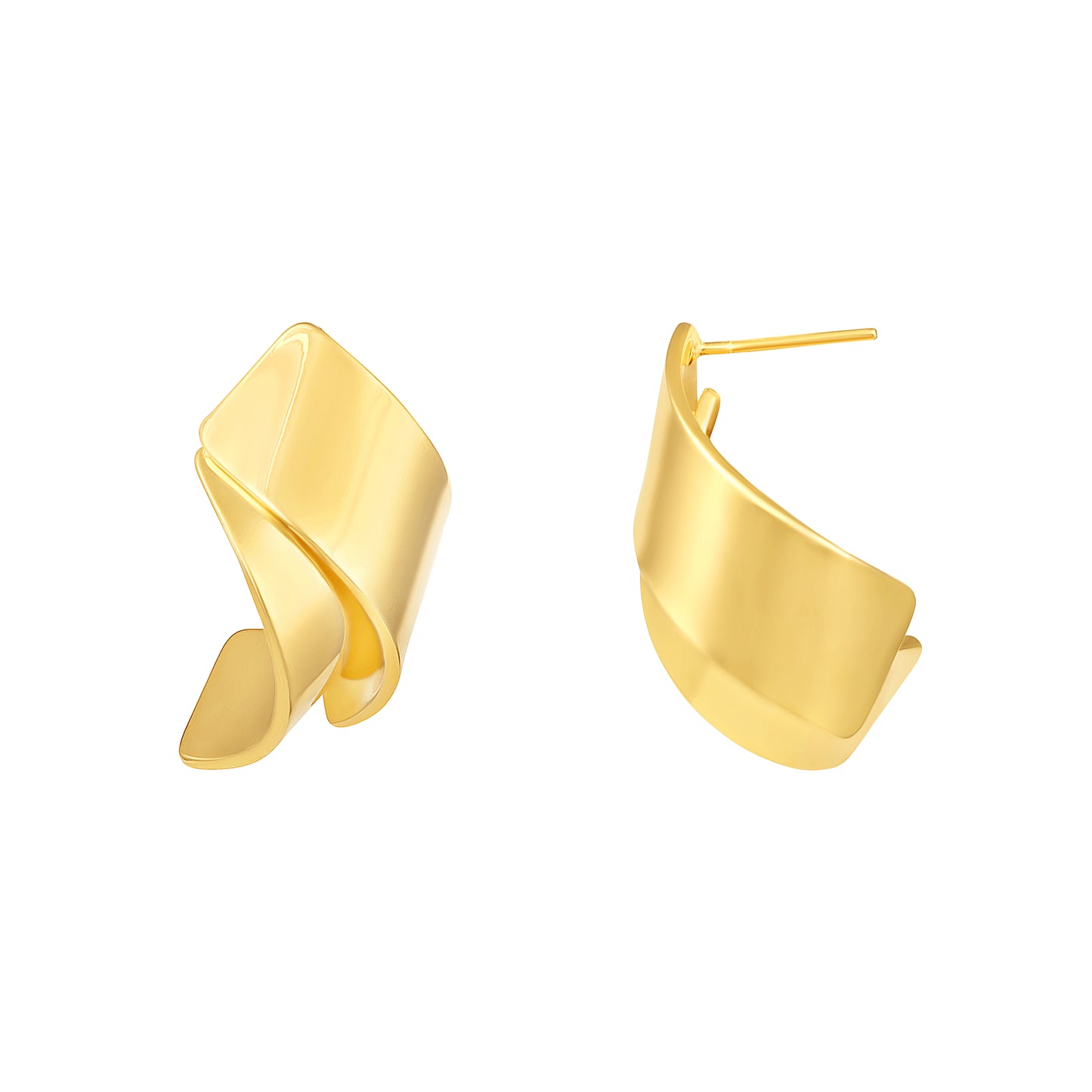 Twisted Shine Wave Design 18KT Gold Plated Stud Earring