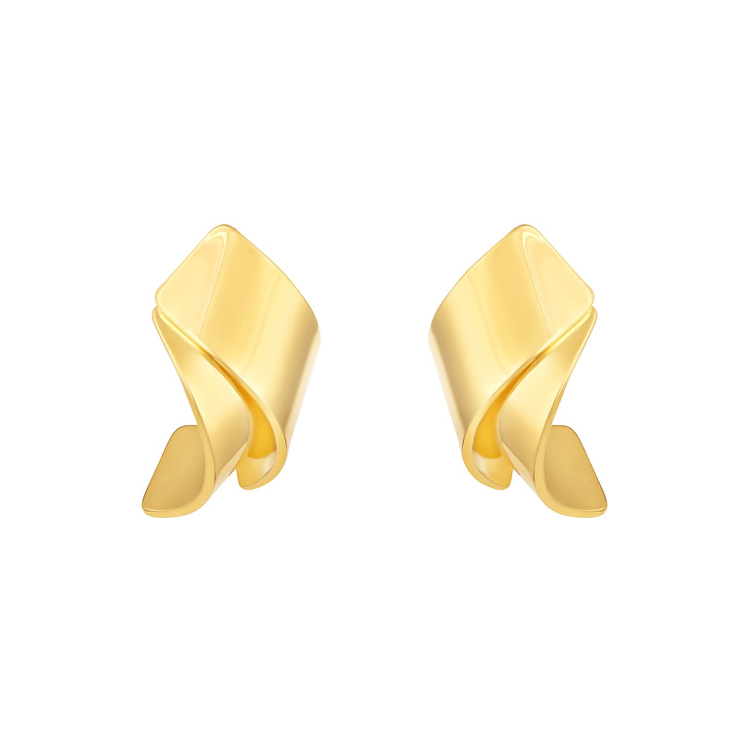 Twisted Shine Wave Design 18KT Gold Plated Stud Earring