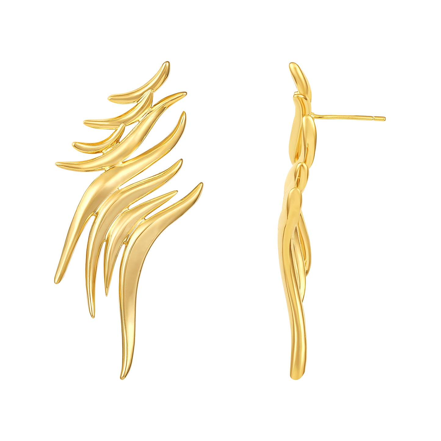 Layers Windy Leaf Design 18KT Gold Plated Drop Earring