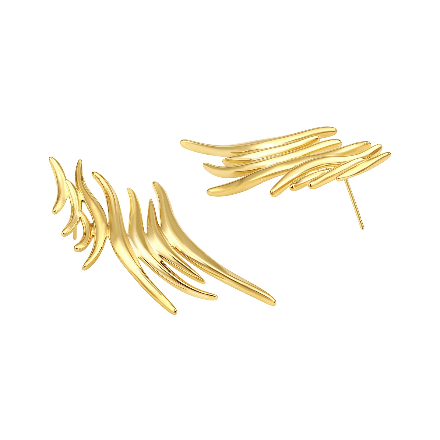 Layers Windy Leaf Design 18KT Gold Plated Drop Earring