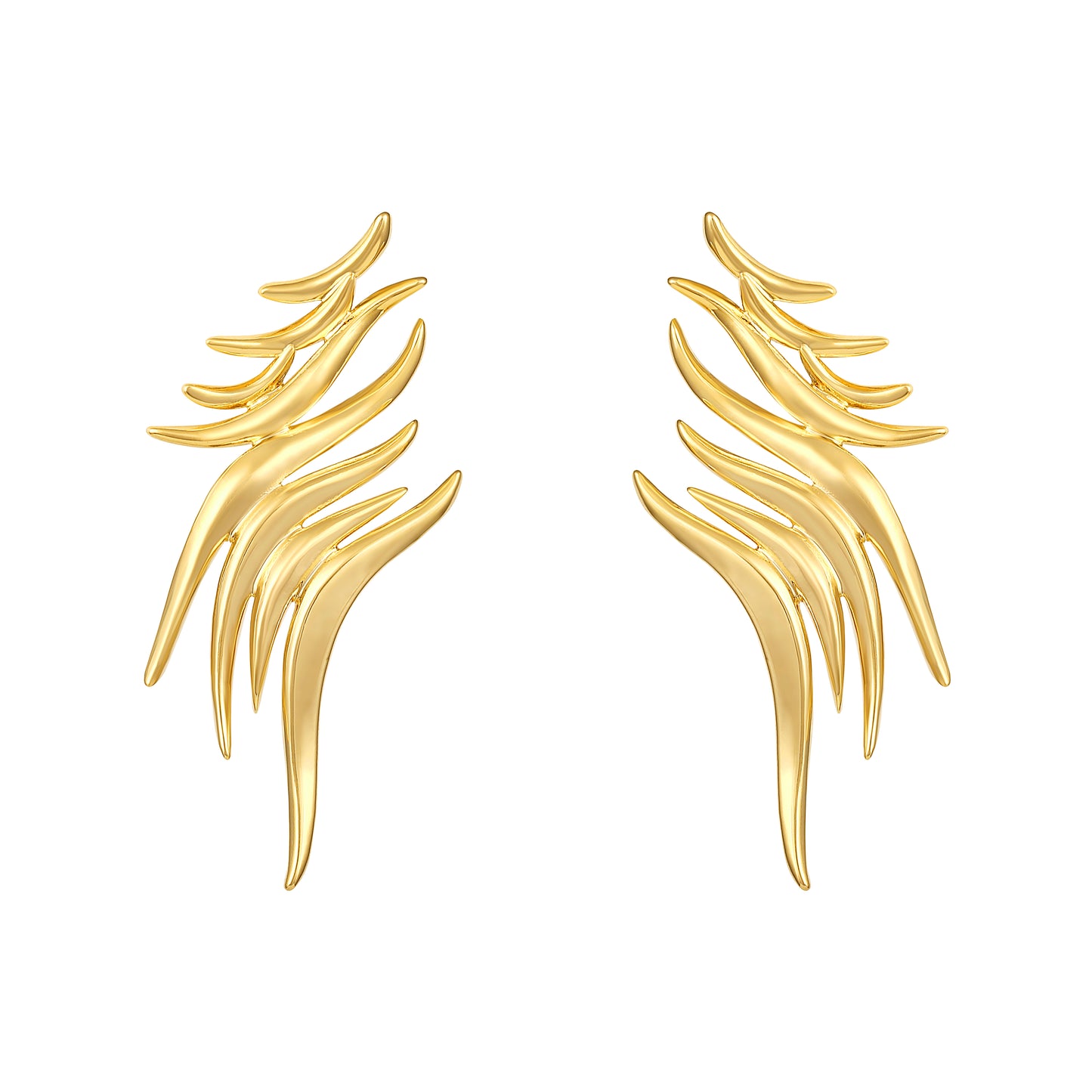 Layers Windy Leaf Design 18KT Gold Plated Drop Earring