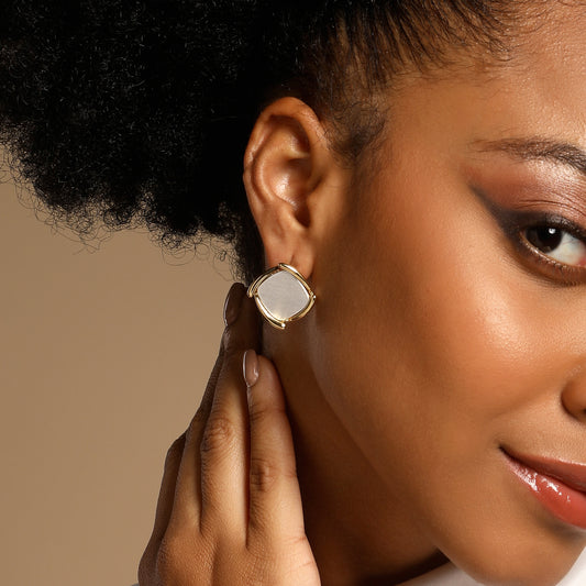 Rectangle Wrap 18KT Gold Plated Zircon Stud Earring