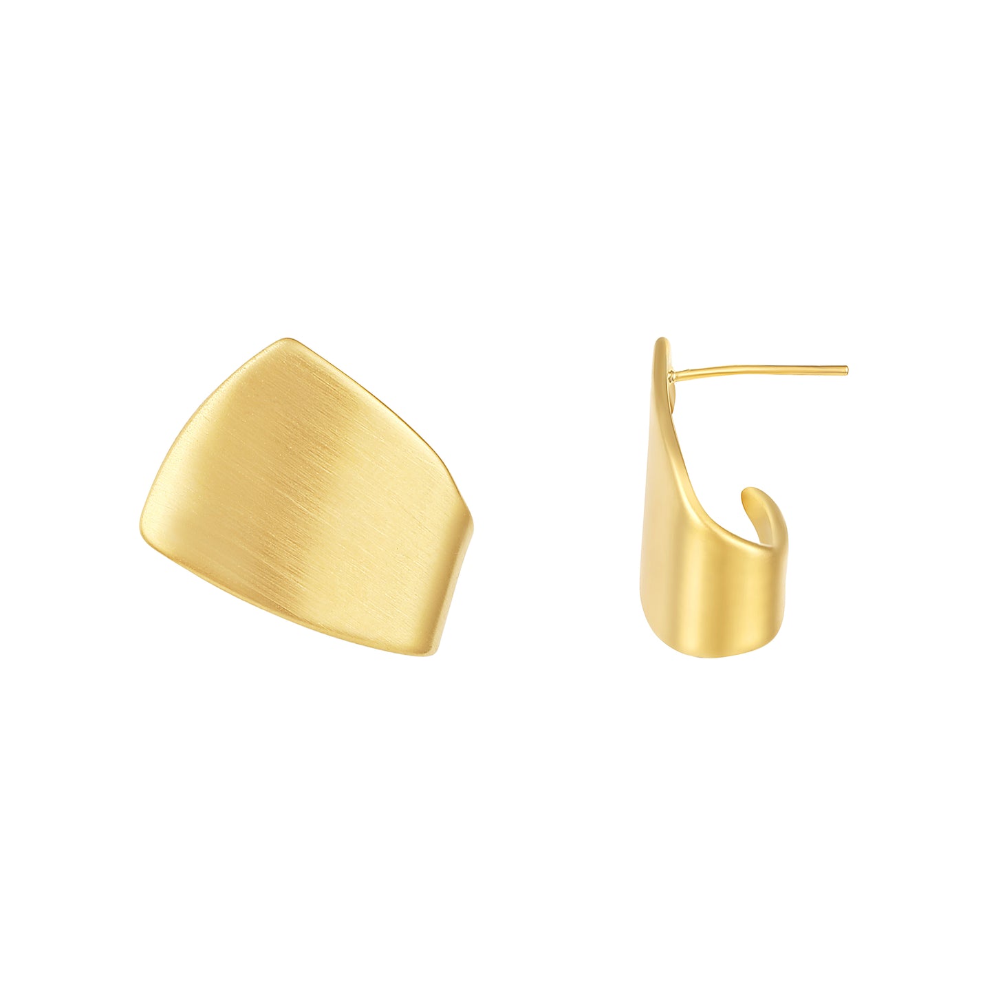 Wide Arc Form Design 18KT Gold Plated Stud Earring
