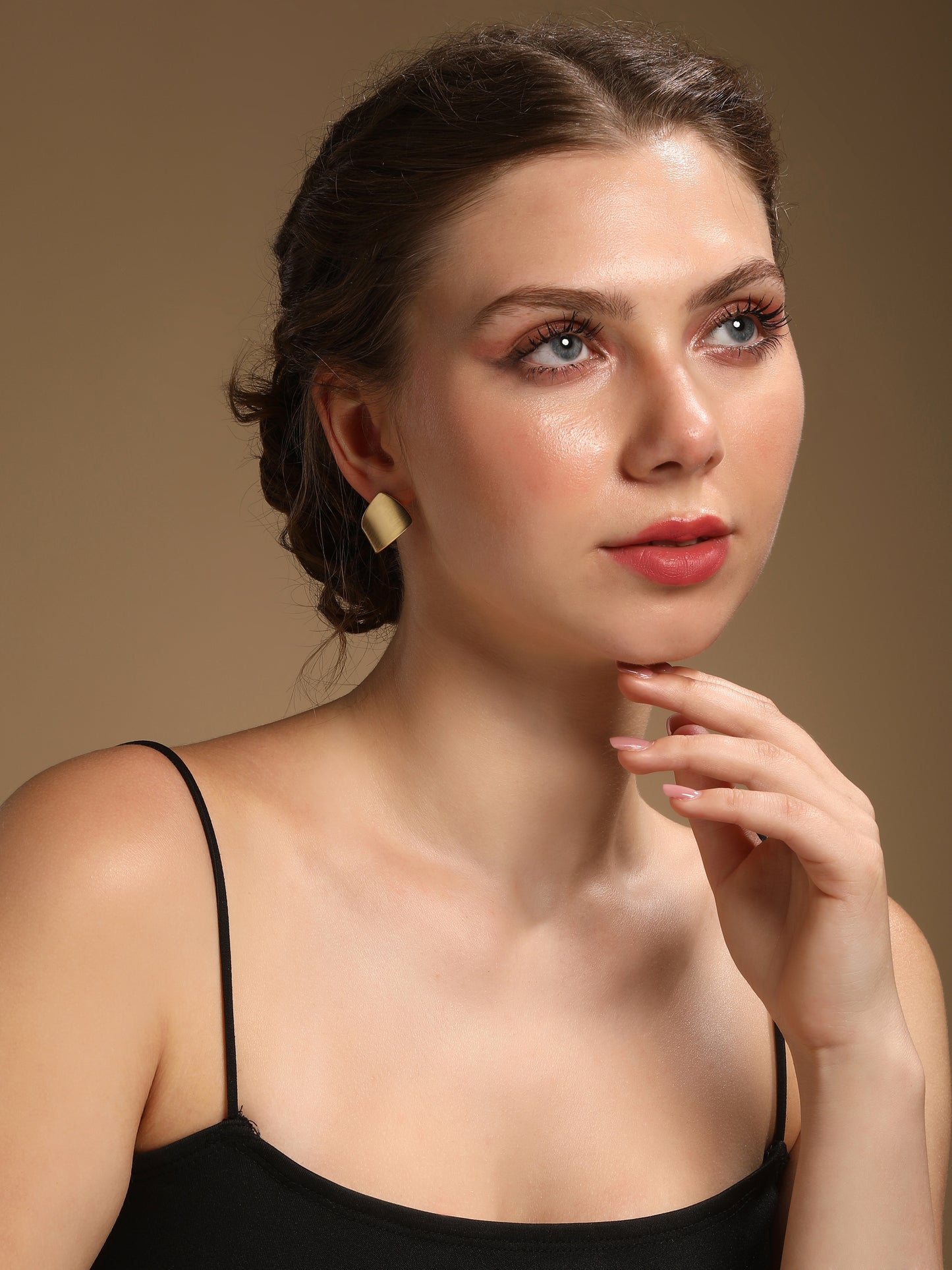 Wide Arc Form Design 18KT Gold Plated Stud Earring