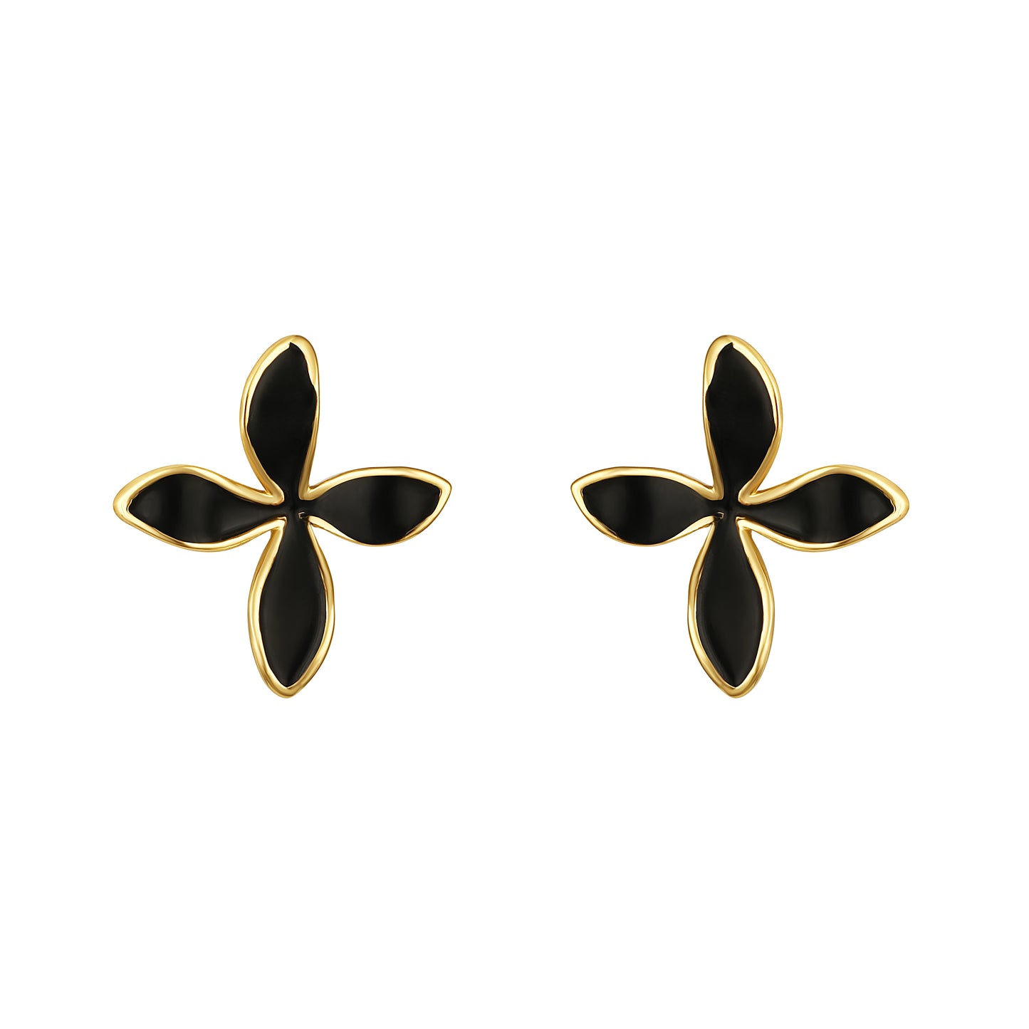 Round and Flower Design 18KT Gold Plated Set Of 3 Stud Earrings