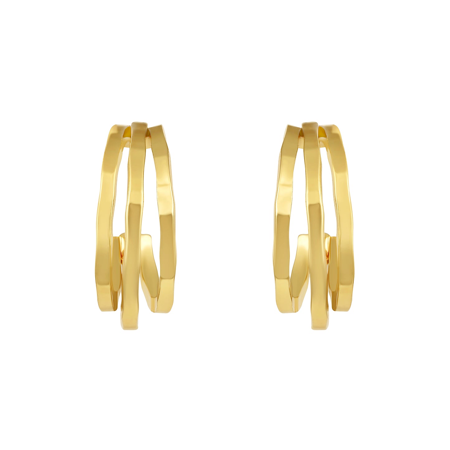 Round and Flower Design 18KT Gold Plated Set Of 3 Stud Earrings