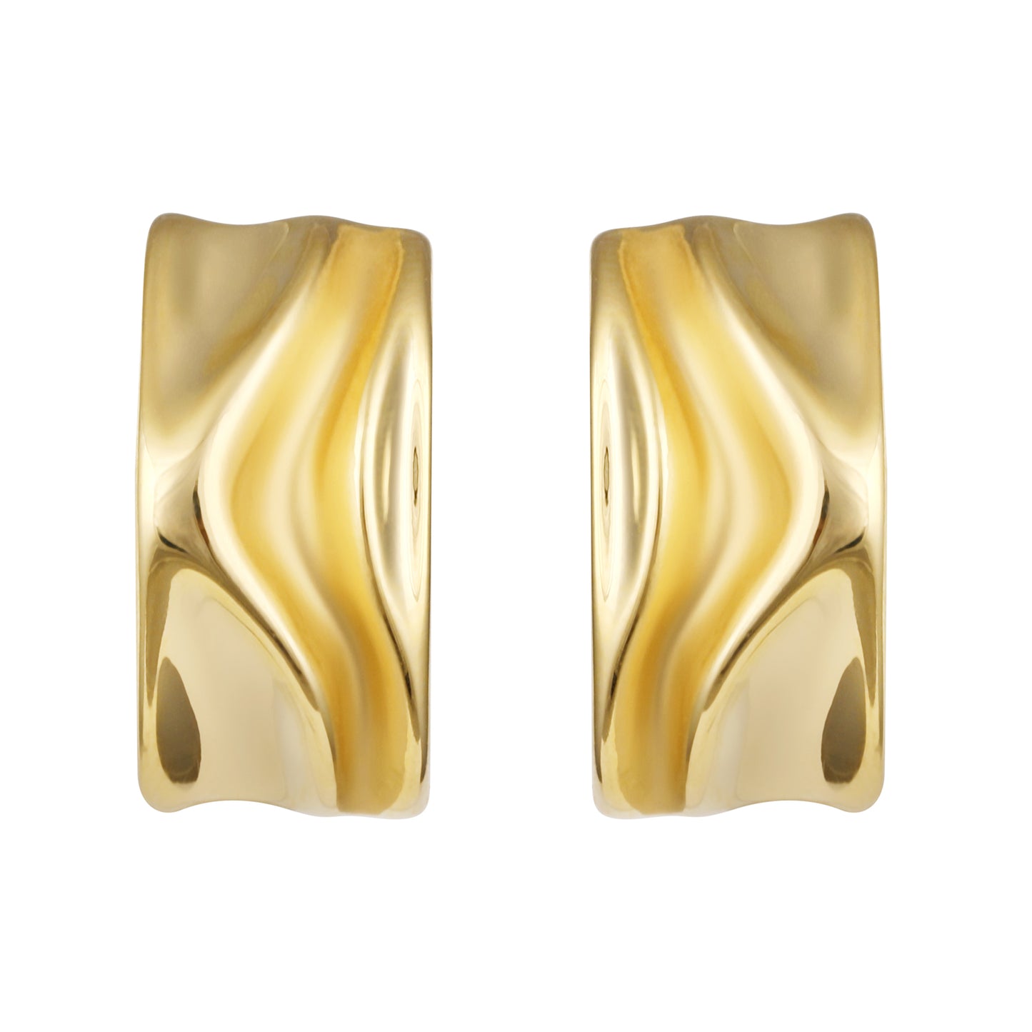 Molten "C" Shaped 18KT Gold Plated Stud Earring
