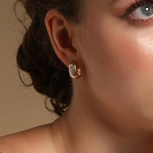 Square Shape 18KT Gold Plated Zircon Clip-On Drop Earring