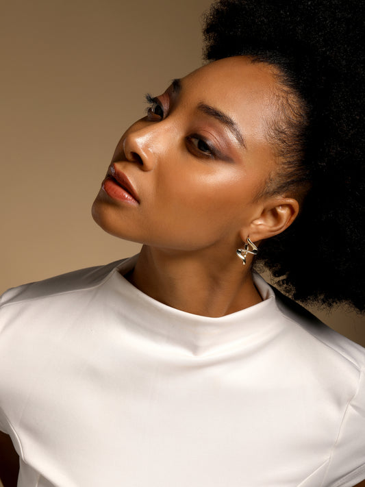 Aesthetic Fluid Design 18KT Gold Plated Stud Earring