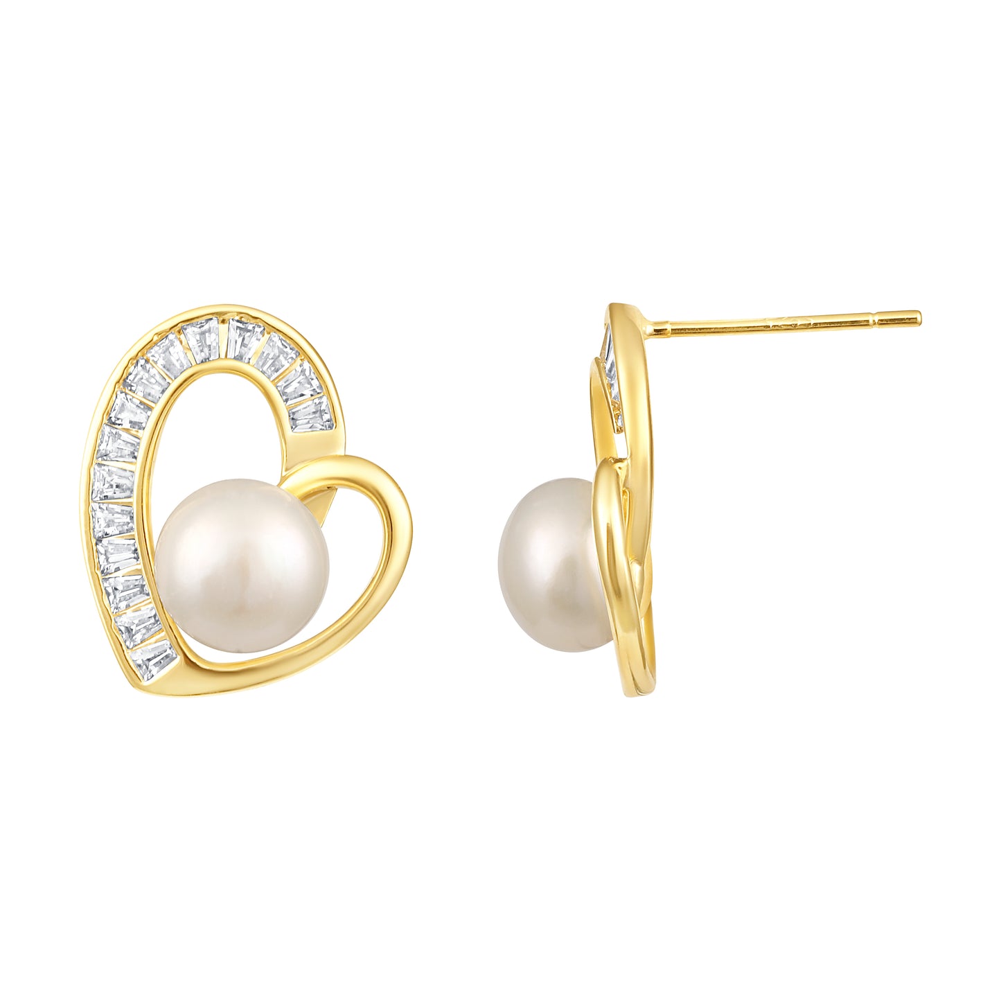 Heart Glow Romantic 18KT Gold Plated Zircon Pearl Drop Earring
