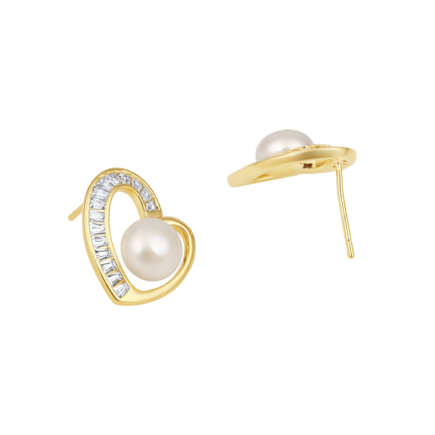 Heart Glow Romantic 18KT Gold Plated Zircon Pearl Drop Earring