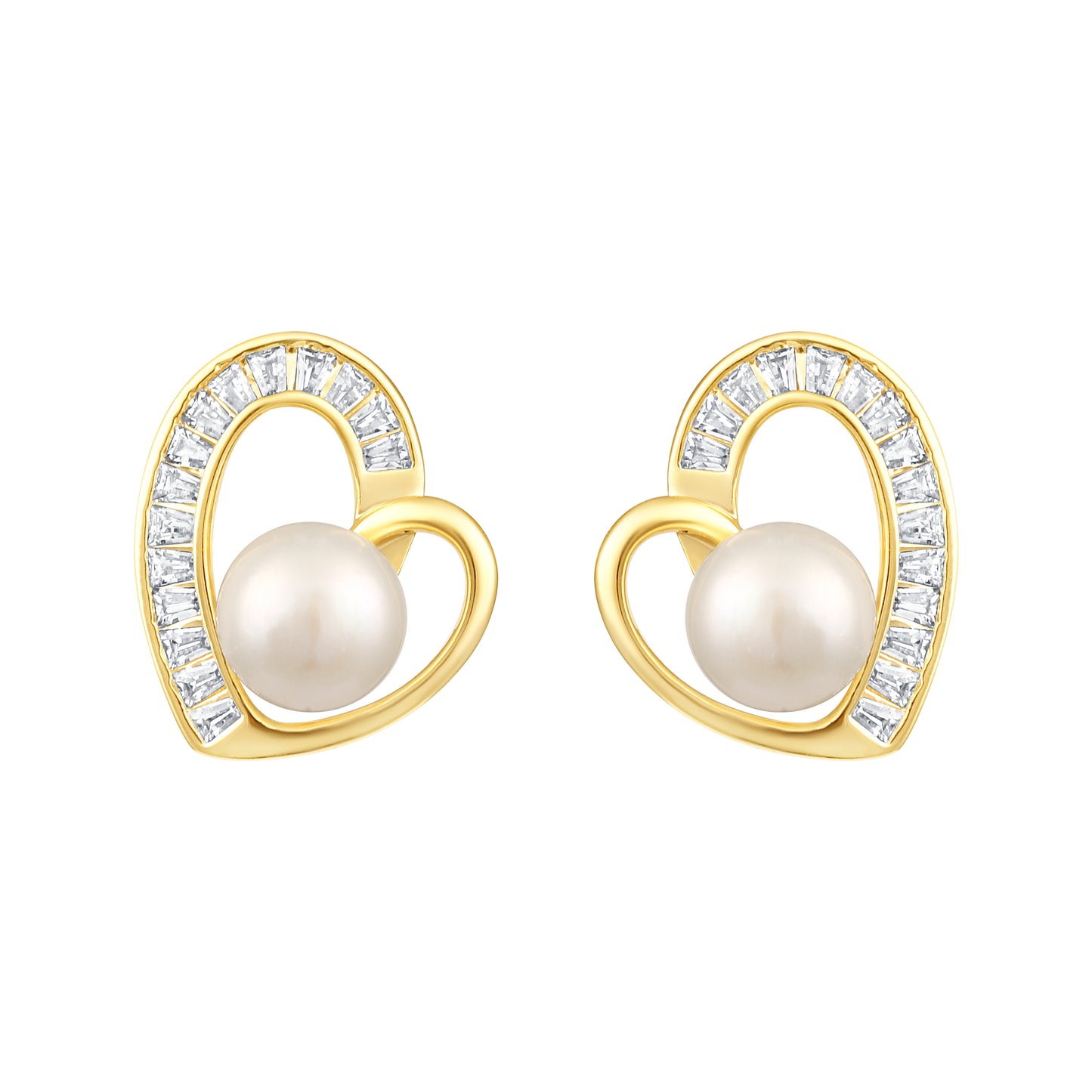 Heart Glow Romantic 18KT Gold Plated Zircon Pearl Drop Earring