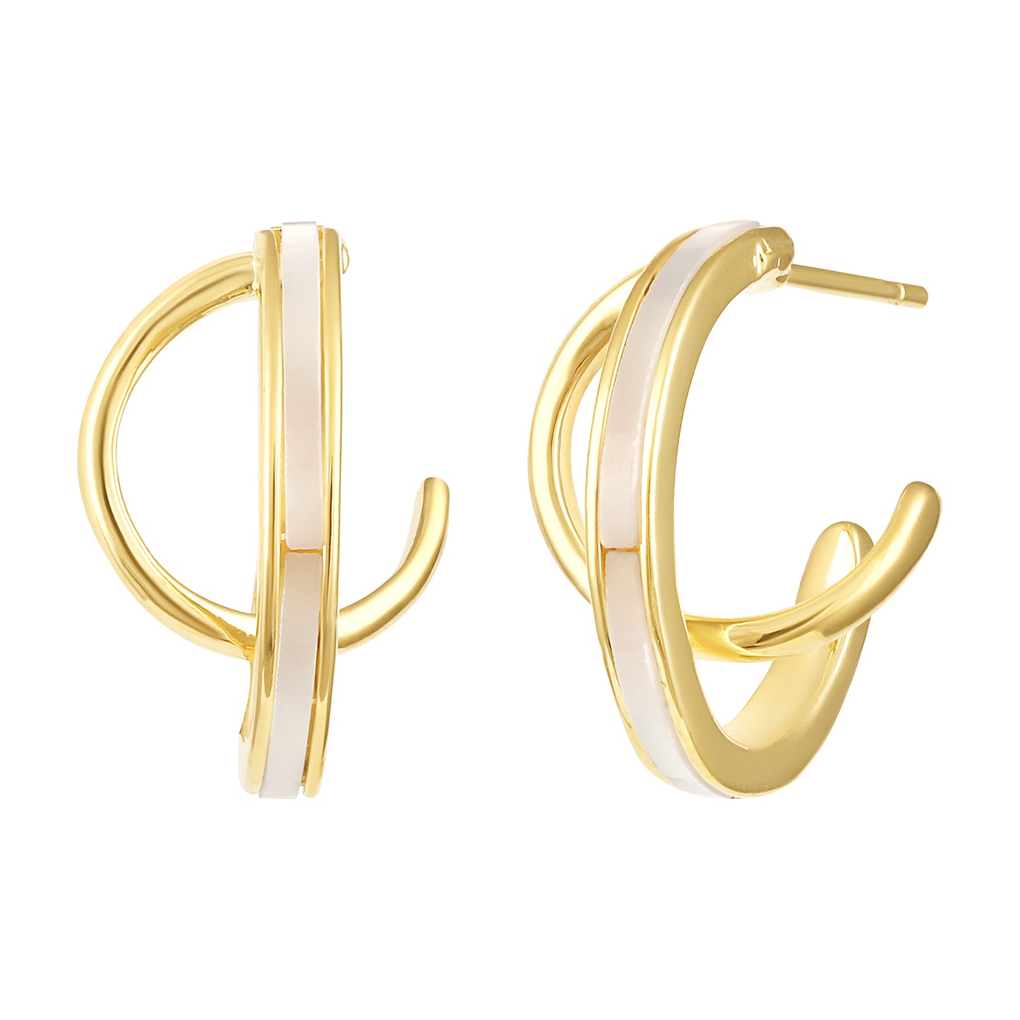 Enamel Double "C" Shaped 18KT Gold Plated Drop Earring