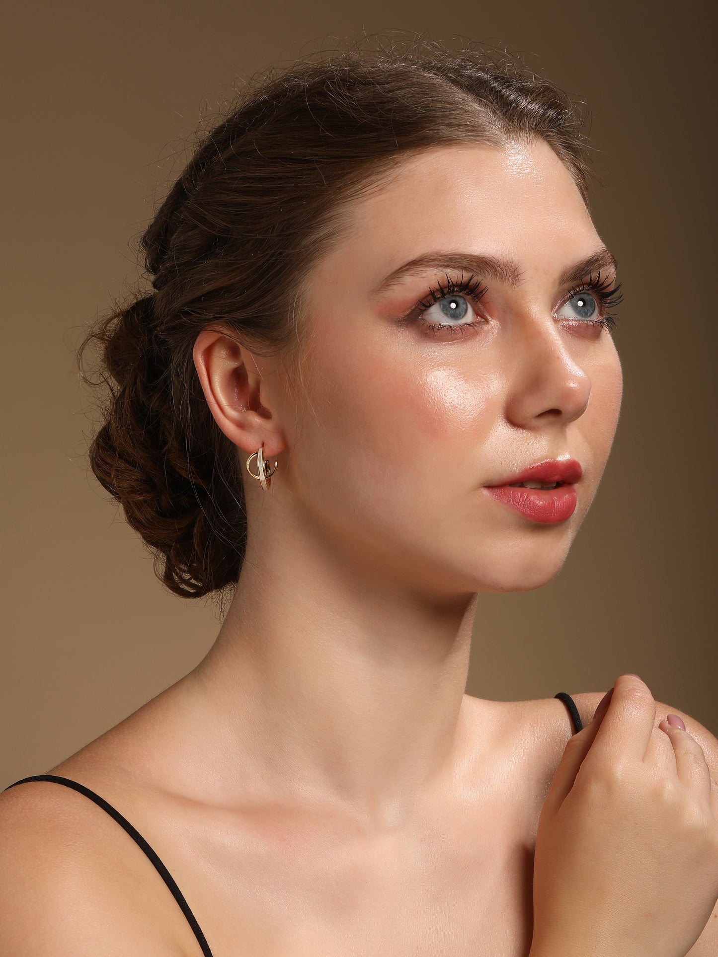 Enamel Double "C" Shaped 18KT Gold Plated Drop Earring