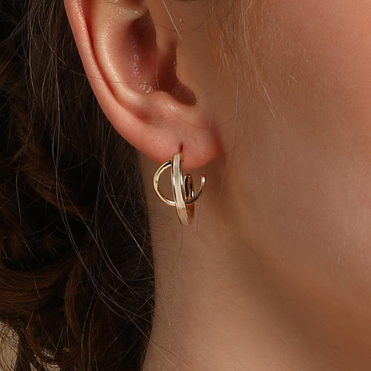 Enamel Double "C" Shaped 18KT Gold Plated Drop Earring