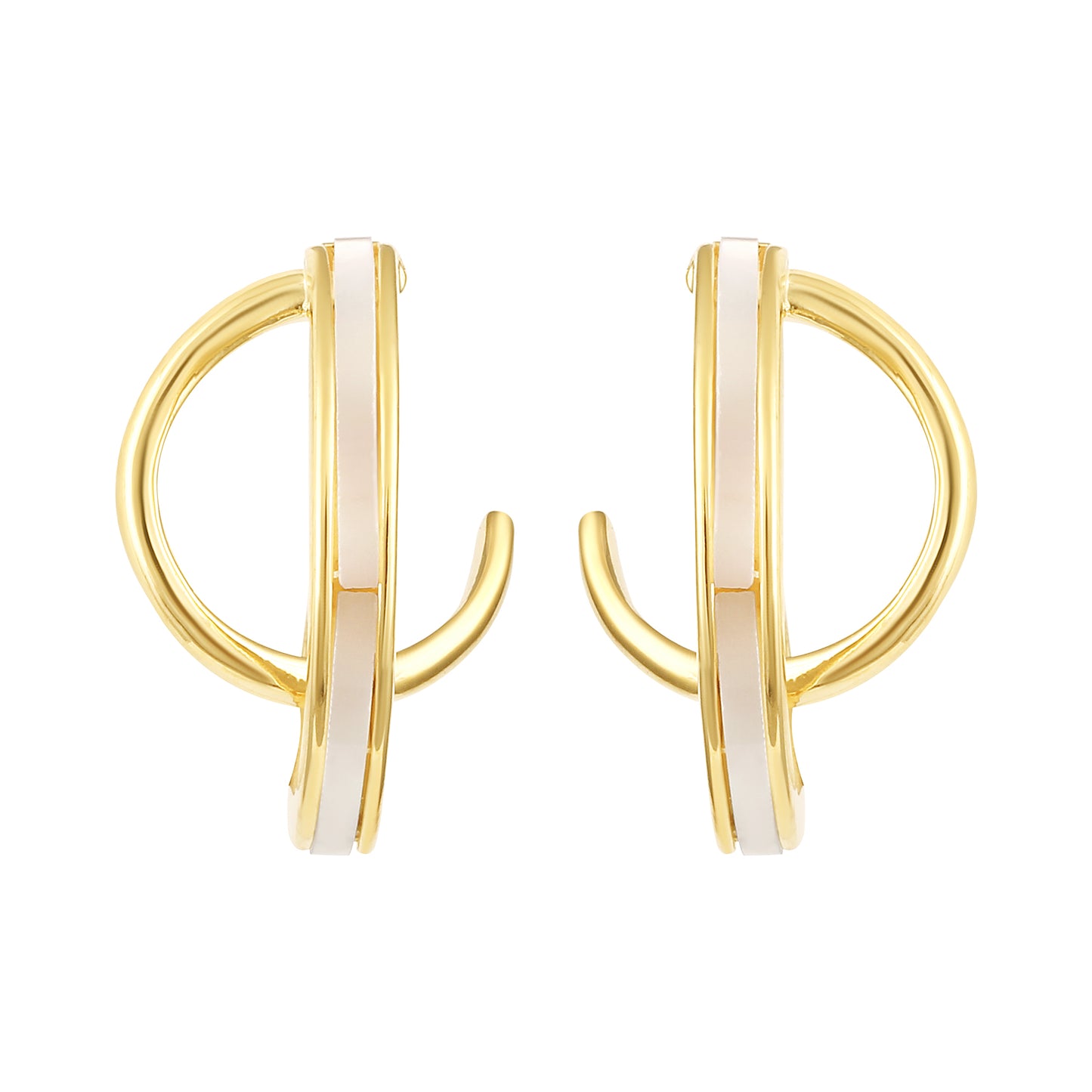 Enamel Double "C" Shaped 18KT Gold Plated Drop Earring