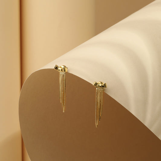 Chain Drop Bow 18KT Gold Plated Dangle Earring