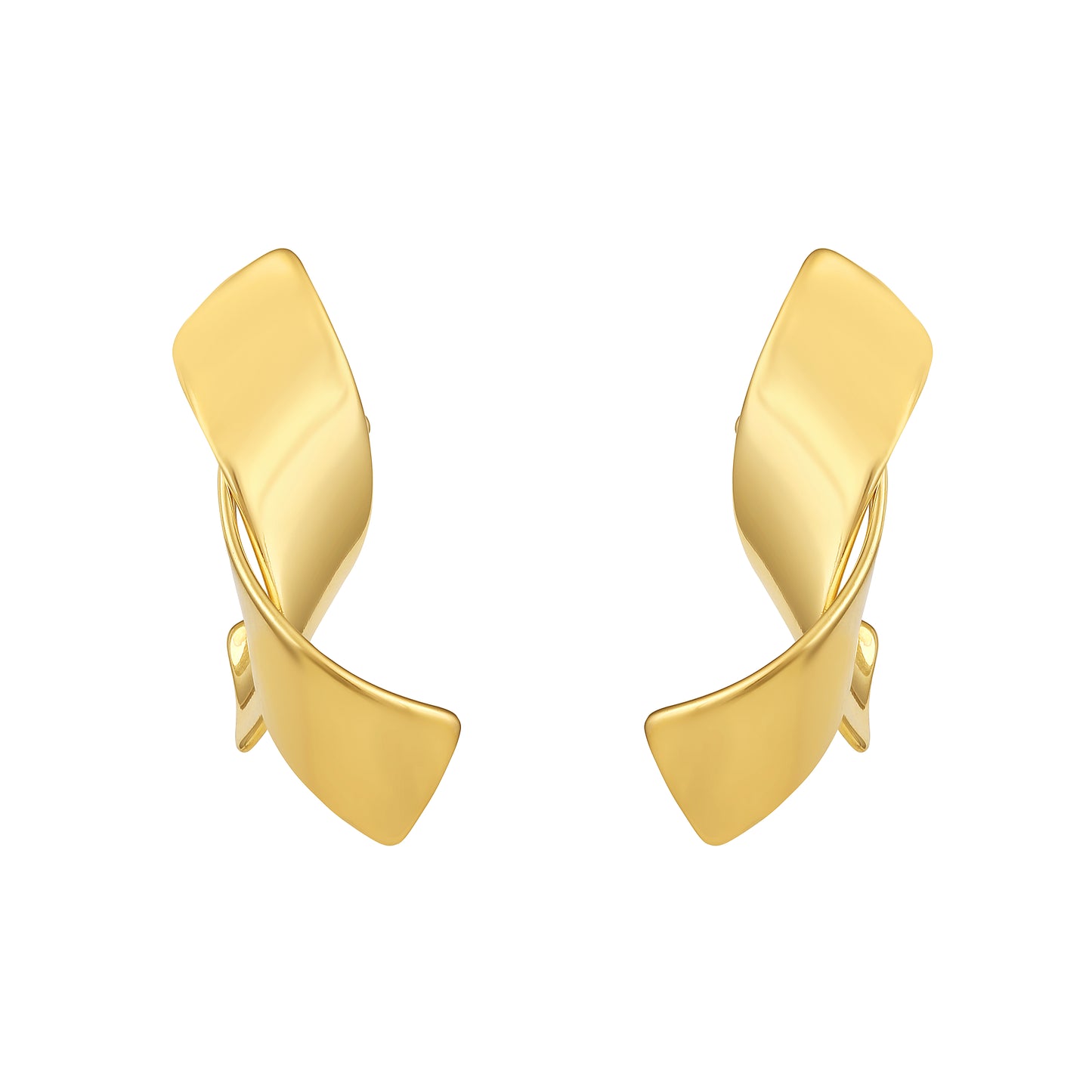 Wide Twist Curved 18KT Gold Plated Stud Earring
