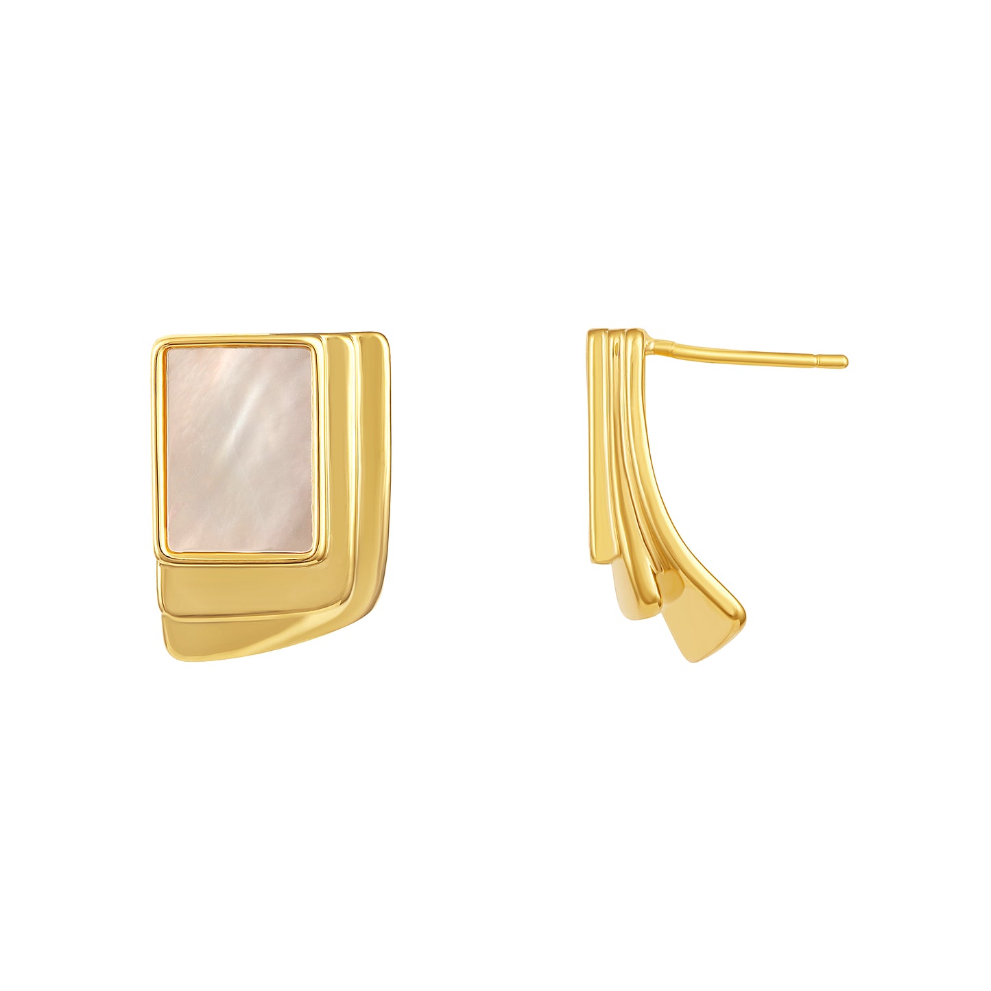 Rectangle Shape 18KT Gold Plated Stud Earring